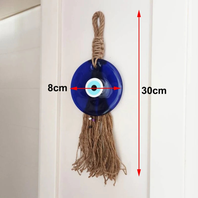8cm Big Evil Eye Hanging Blue Glass Star of Devid Pendant Solomon Seal Amulet Room Decorate Door Home Ornament Accessory Gift