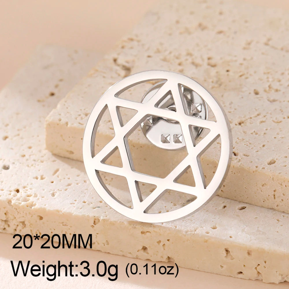 Dawapara Hebrew Letter Chai Brooch Star of David Menorah Jewish Symbol Lapel Pins Hanukkah Gift Stainless Steel Jewelry