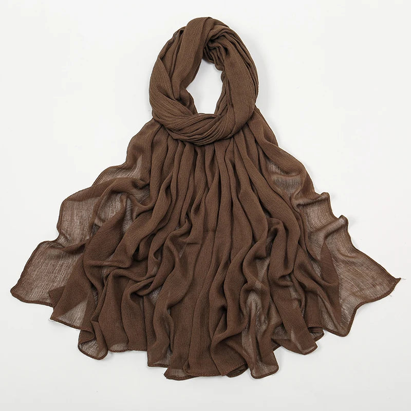 New Crinkle Rayon Hijab For Women Muslim Scarf Long Shawls Solid Islamic Turban Headband Heascarf Wraps Ramandan Headband