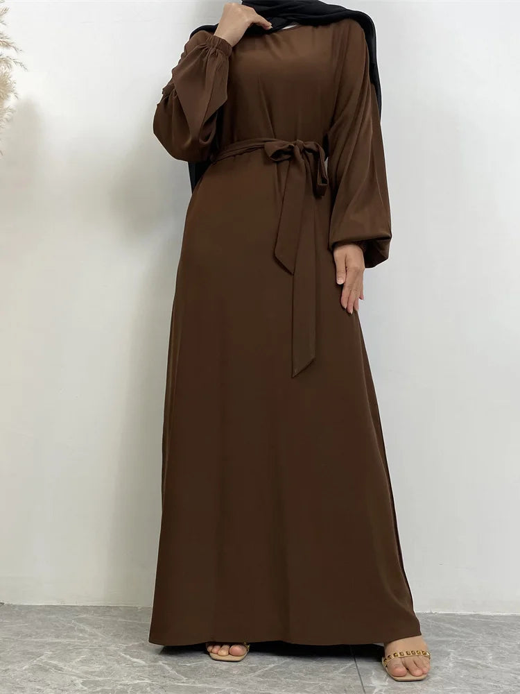 Hot Selle Simple Style Moroccan Dresses Kaftan Turkey Solid Color Gulf Abayas Islamic Women Long Dress Muslim Saudi Robe Ramadan