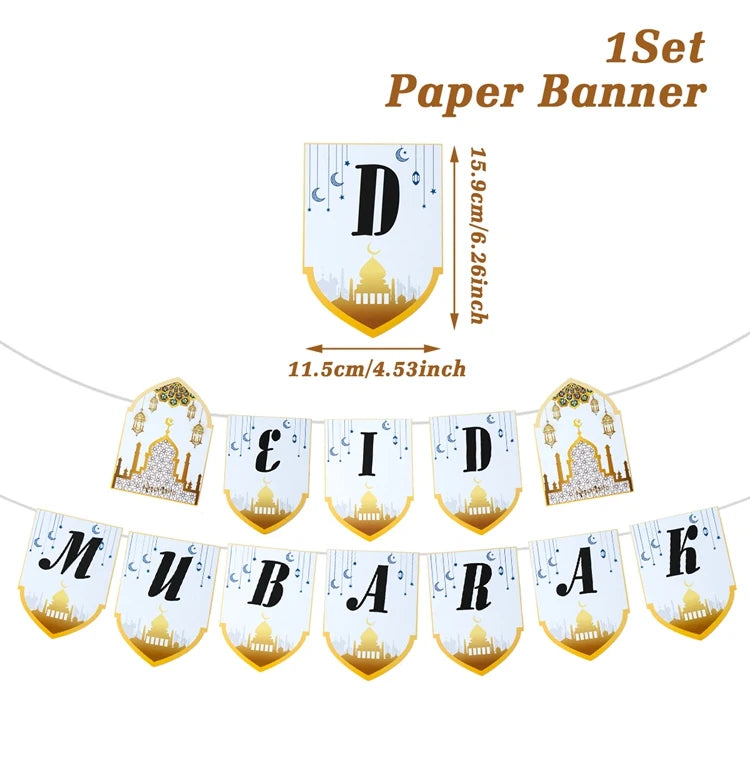 Umrah Mubarak Banners EID Mubarak Decoration 2025 for Home Bunting Banner Ramadan Kareem Islamic Muslim Party Eid Al Adha Gifts