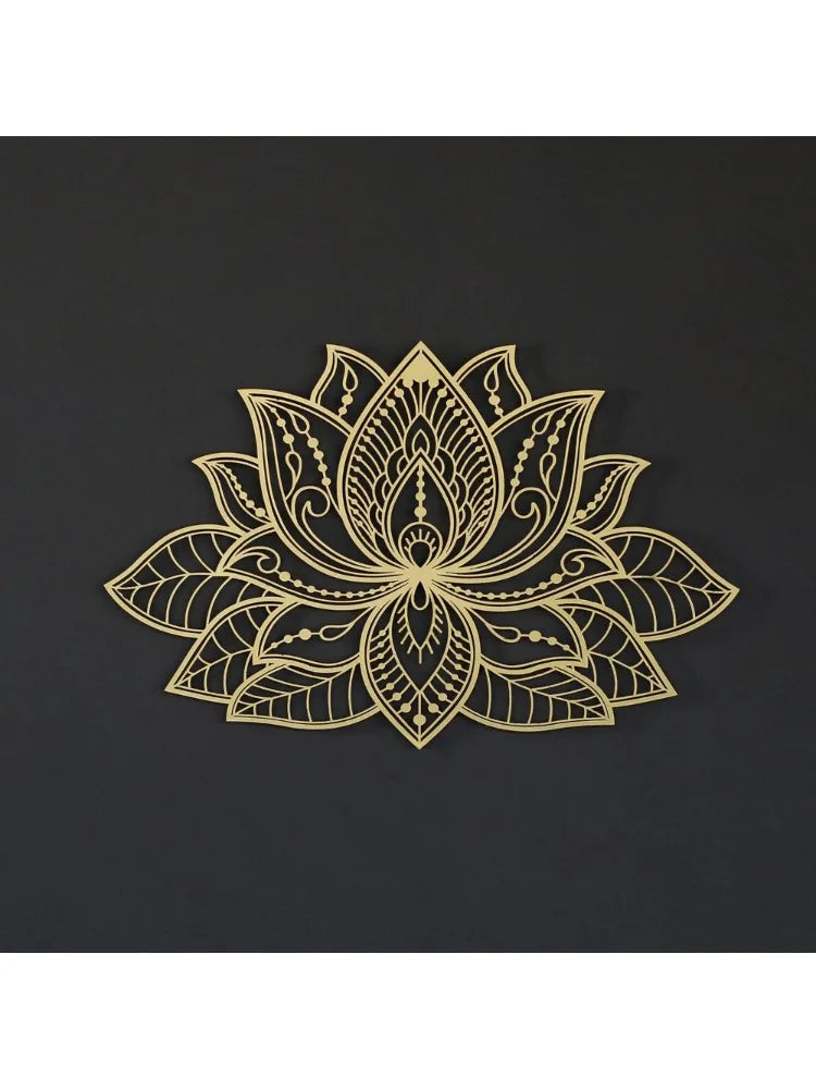 Iwa Motif Radiant Mandala Metal Wall Sculpture | Lotus Bloom Zen Decor | Halloween & Christmas Gift
