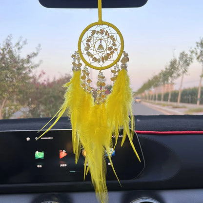 Car Interior Backpack Pendant Dream Catcher Crystal Stone Exquisite Interior Pendant Feather Dream Catcher Wind Chimes