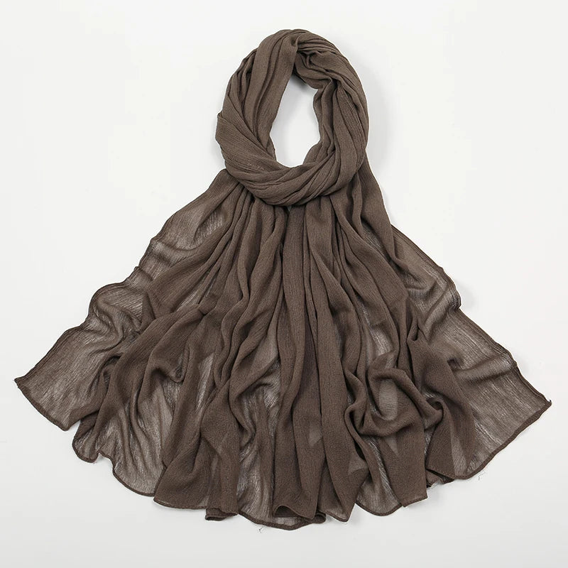 New Crinkle Rayon Hijab For Women Muslim Scarf Long Shawls Solid Islamic Turban Headband Heascarf Wraps Ramandan Headband