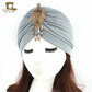 NEW Luxury Divas Stretchable turban Head wrap hat with beaded pendant women Headwear