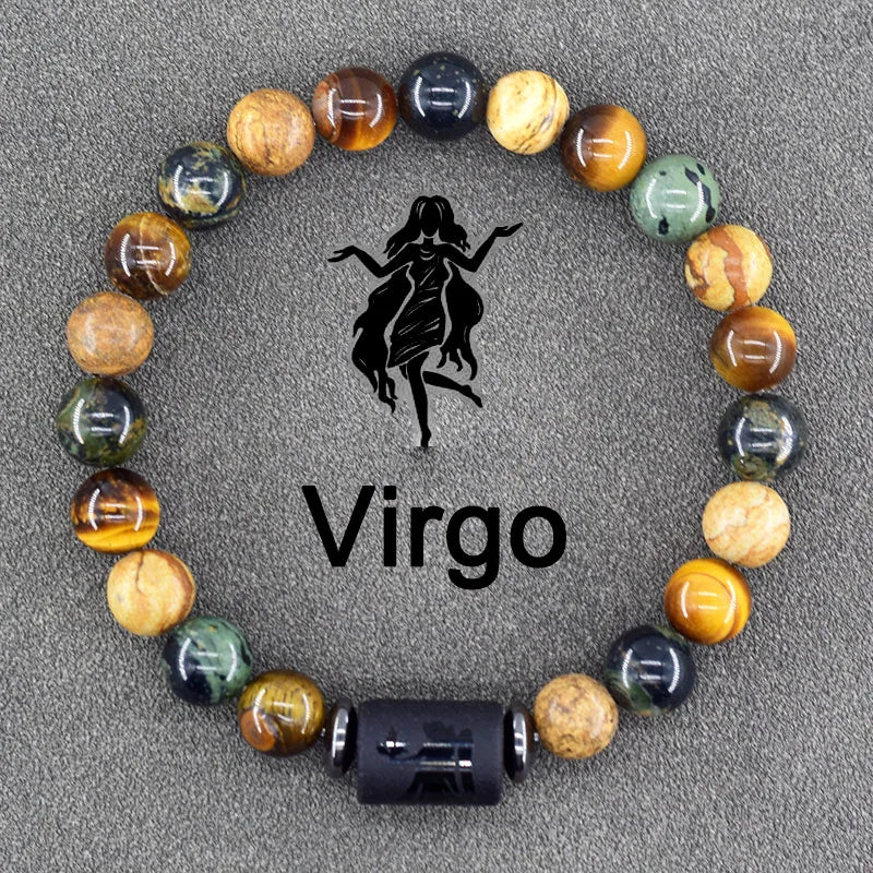 Zodiac Sign Bracelet Homme 12 Constellation Bangles Men Gemini Virgo Leo Libra Bracelet Women Friendship Gift Bracelet on Hand
