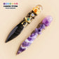 1PC Natural Crystal Athame Model Hand Carved Obsidian Chevron Amethyst Crystal Knife Witchcraft Altar Decor