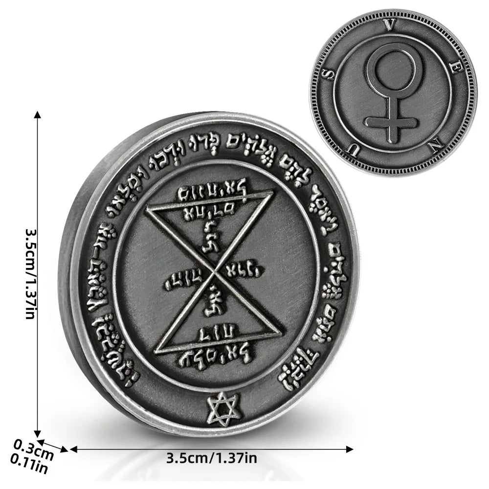 Key of Solomon Pentacle Talisman Coin Planetary Seal Amulet Occult Metal Tokens for Rituals,Spiritual Divination Gift Set