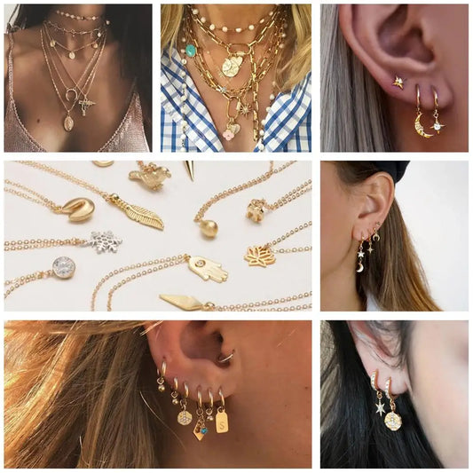 Cute Butterfly Flower Necklace for Women Gold Color Moon Collars Dije Stainless Steel Chain Diy Jewelry High Quality