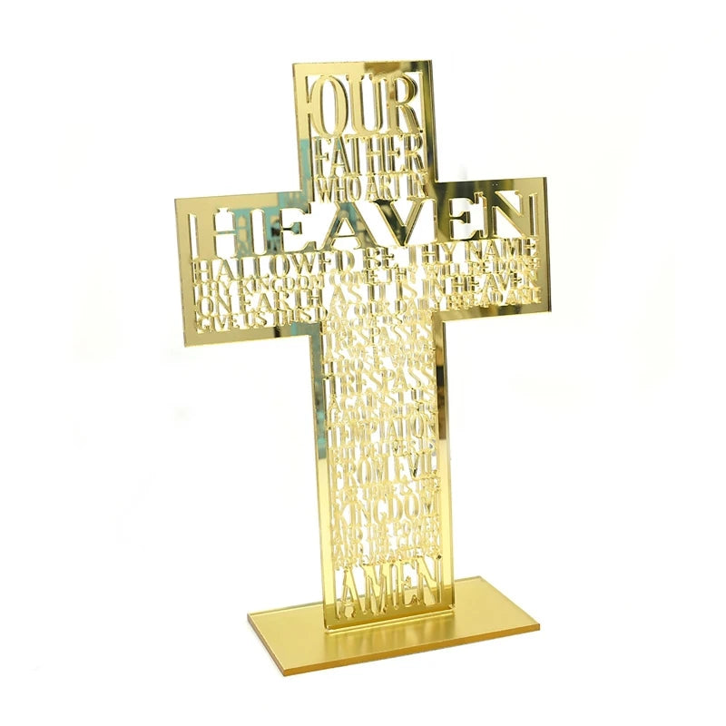 21cm Hollow Out Acrylic Scriptures for Cross with Stand Jesus Christ Catholic Bible Religious Christian Standing for Cross A0KF