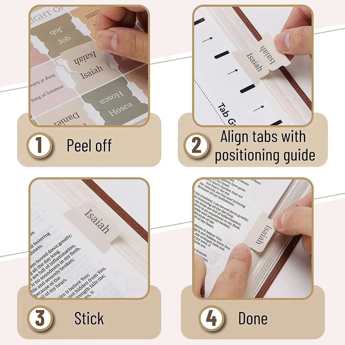 5 Sheets(75pcs) Bible Tabs Large Print And Easy-To-Read Bible Journaling Supplies Self-Adhesive Index Label Sticker Stationery
