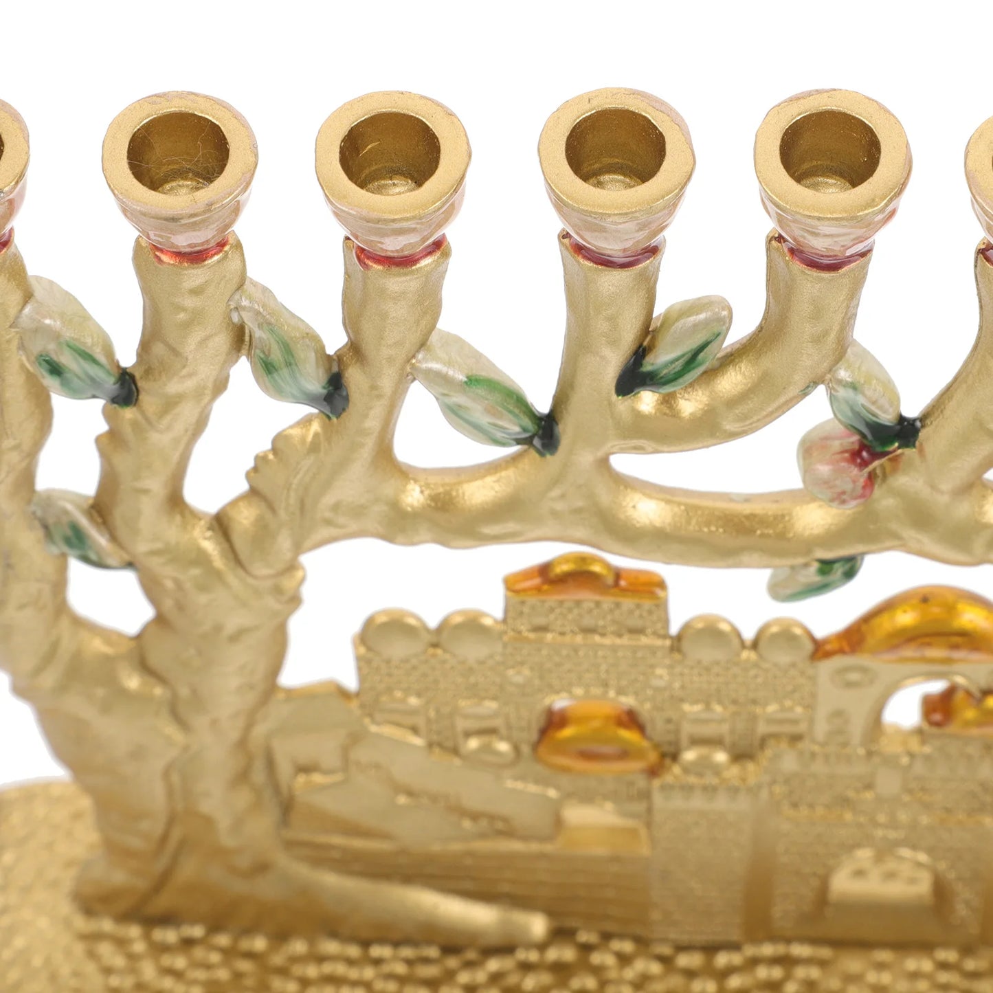 Aluminum Alloy Luxurious Jerusalem Holder 9 Branch Jewish Gold Menorah Holder Candelabra Hanukkah Candlestick