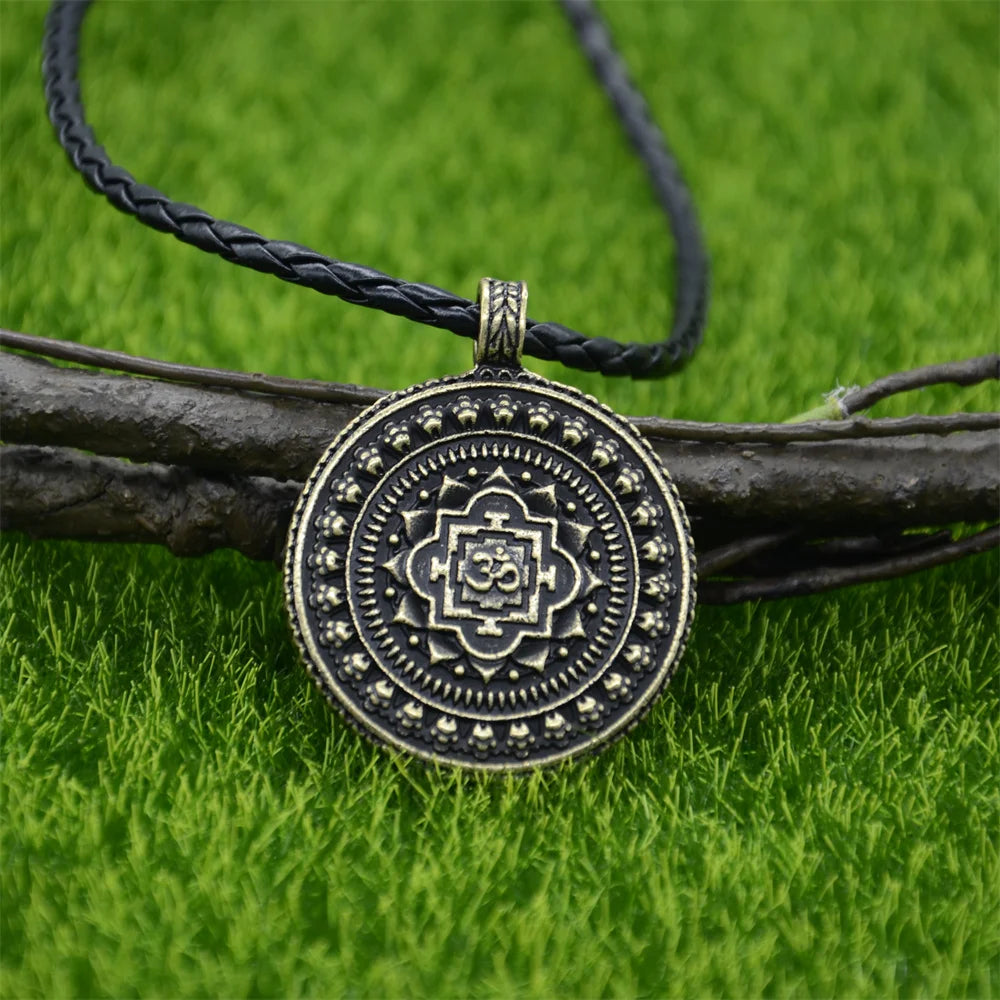 Om Yoga Lotus Flower Pendant Necklace Religious Buddha Mandala Meditation Spiritual Indian Jewelry