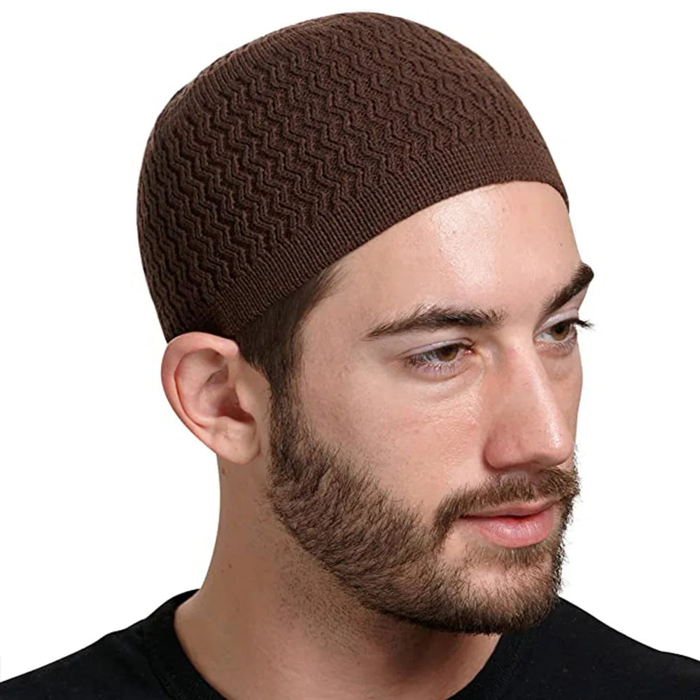 New Spring Knitted Muslim Men Prayer Hats Unisex Beanies Cap Warm Islamic Ramadan Jewish Kippah Homme Hat Men's Wrap Head Caps