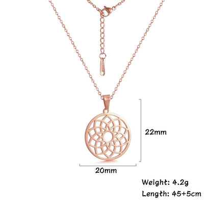 Flower of Life Sacred Geometry Necklace Stainless Steel Mandala Neck Chain Women Men Vintage Universal Spiritual Jewelry