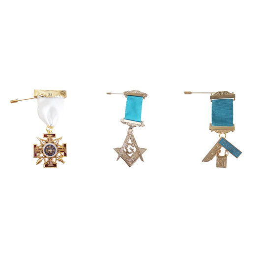 Masonic Ribbon Medal Lapel Pins Badge Mason Freemason Badge  Anniversary Present Brooch Accessories Souvenier