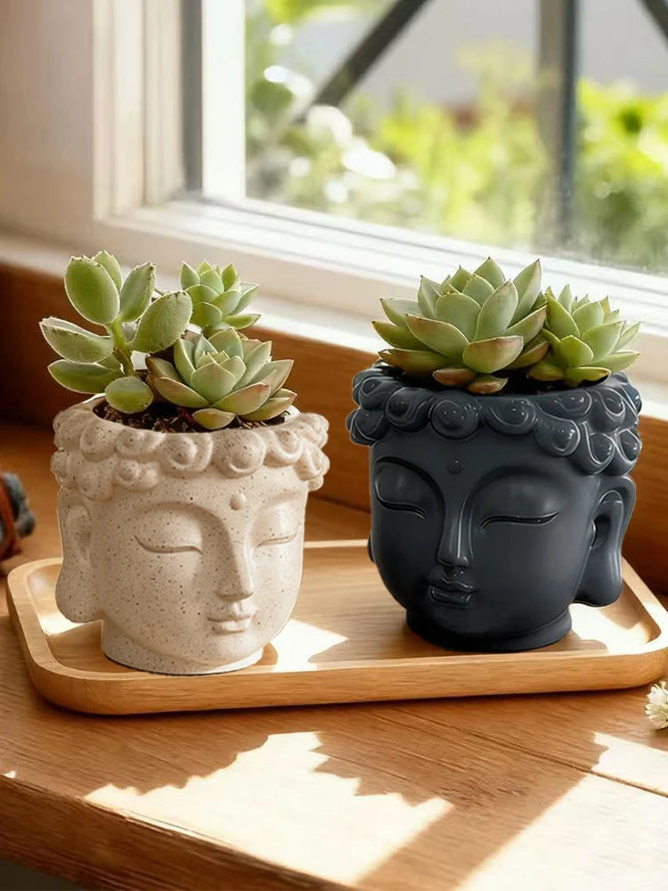 Creative Buddha Statue Flowerpot Green Potted Plants Container Home Courtyard Garden Decor Resin Handicrafts Ornament Gift