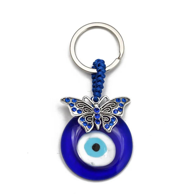 LUCKY EYE Tree Fatima Hamsa Hand Evil Eye Pendant Keychain Silver Color Ring Key Chain Car Keyring for Women Men Jewelry BE29