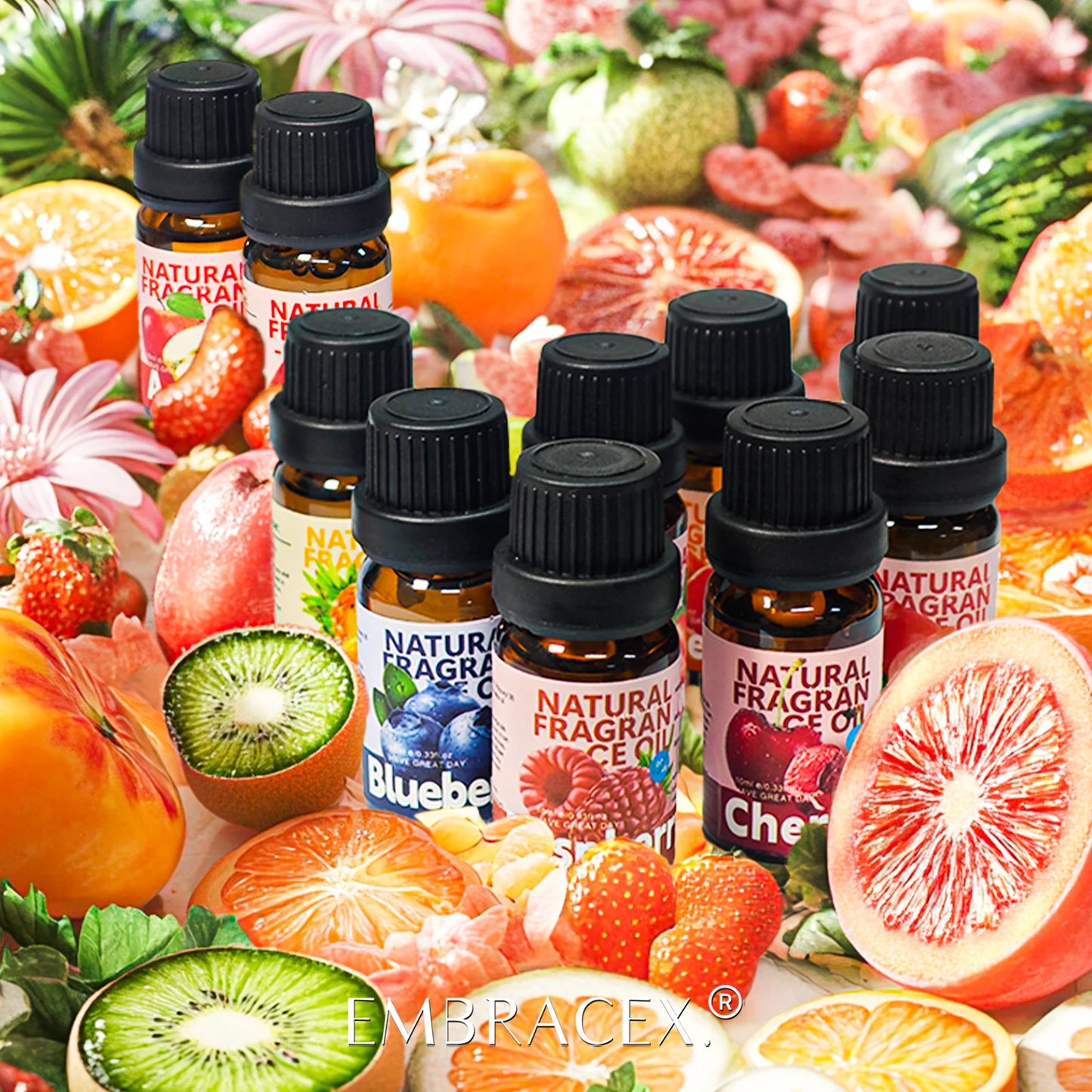 25 Type Fruit Essential Oils Fruit Perfumes Fragrance Oil for Diffuser Candles Making -Strawberry Lemon Peach Banana Mango