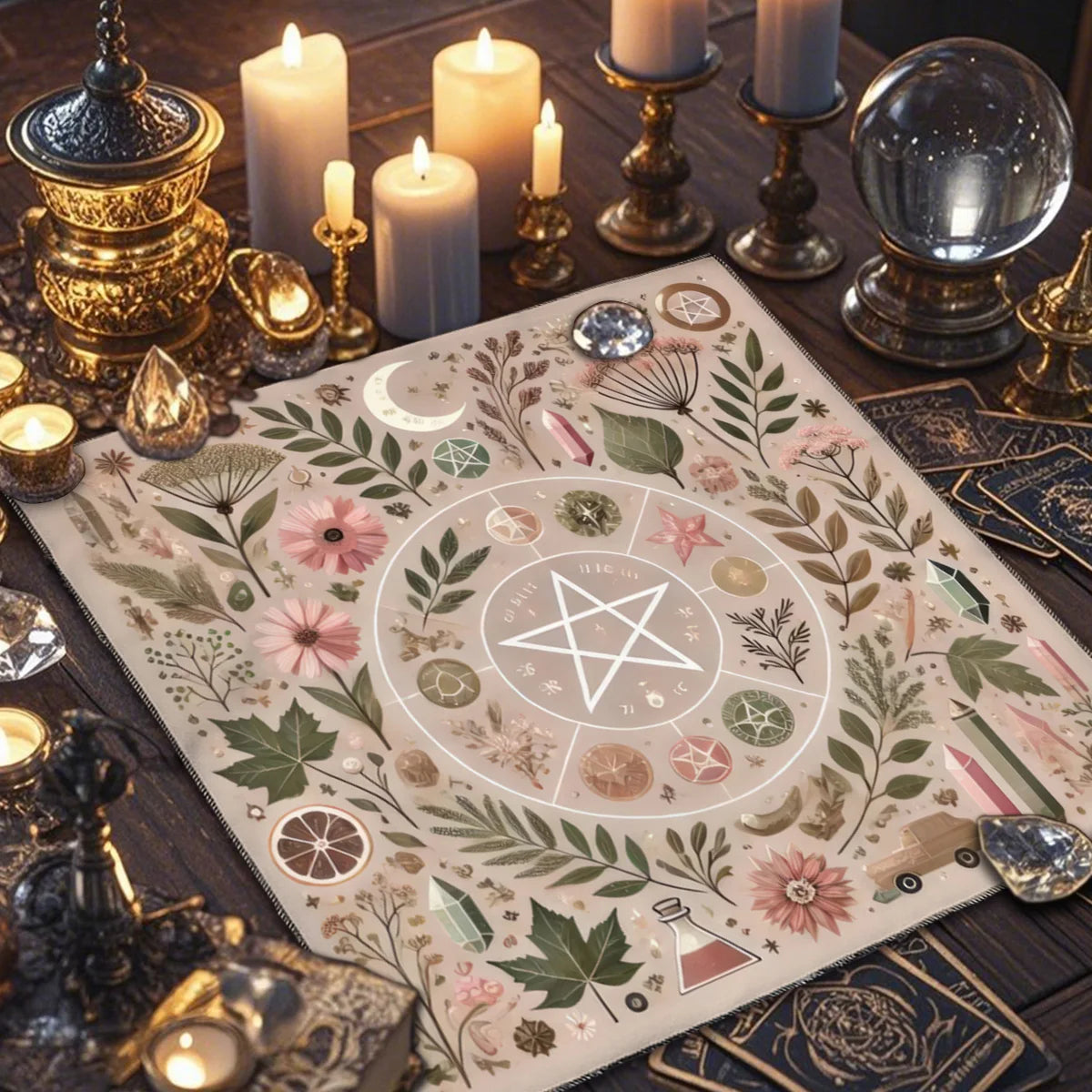 Gothic Decorative Tablecloth Tarot Tablecloth Tarot Enthusiast Astrology Ritual Cloth Polyester Altar Decorative Pad