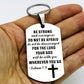 1pc Cross Christian Gifts Inspirational Bible Verse Keychain, Be Strong And Courageous Pendant,  Religious Jewelry For Birthday