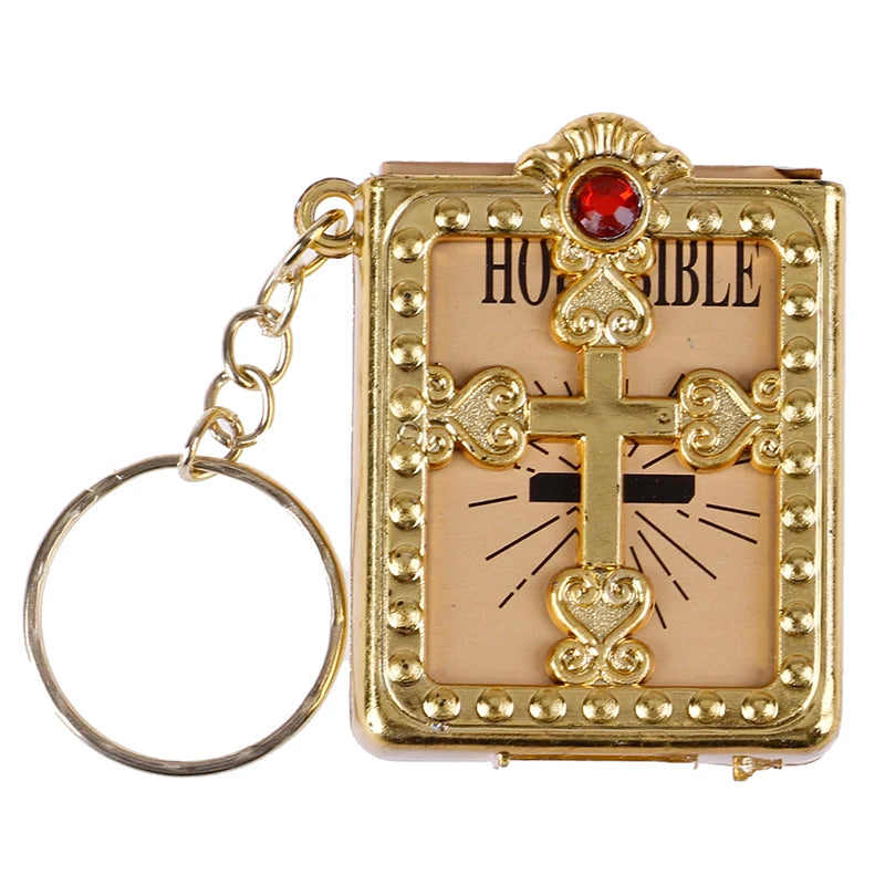 Mini HOLY Bible Keychain Religious Christian Jesus Cross Key Chain Keyring