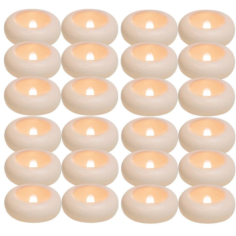 12/24 Pack Waterproof Flameless Floating Tealights Candle Electric Flickering LED Candles For Wedding Party Pool&SPA Home Decor