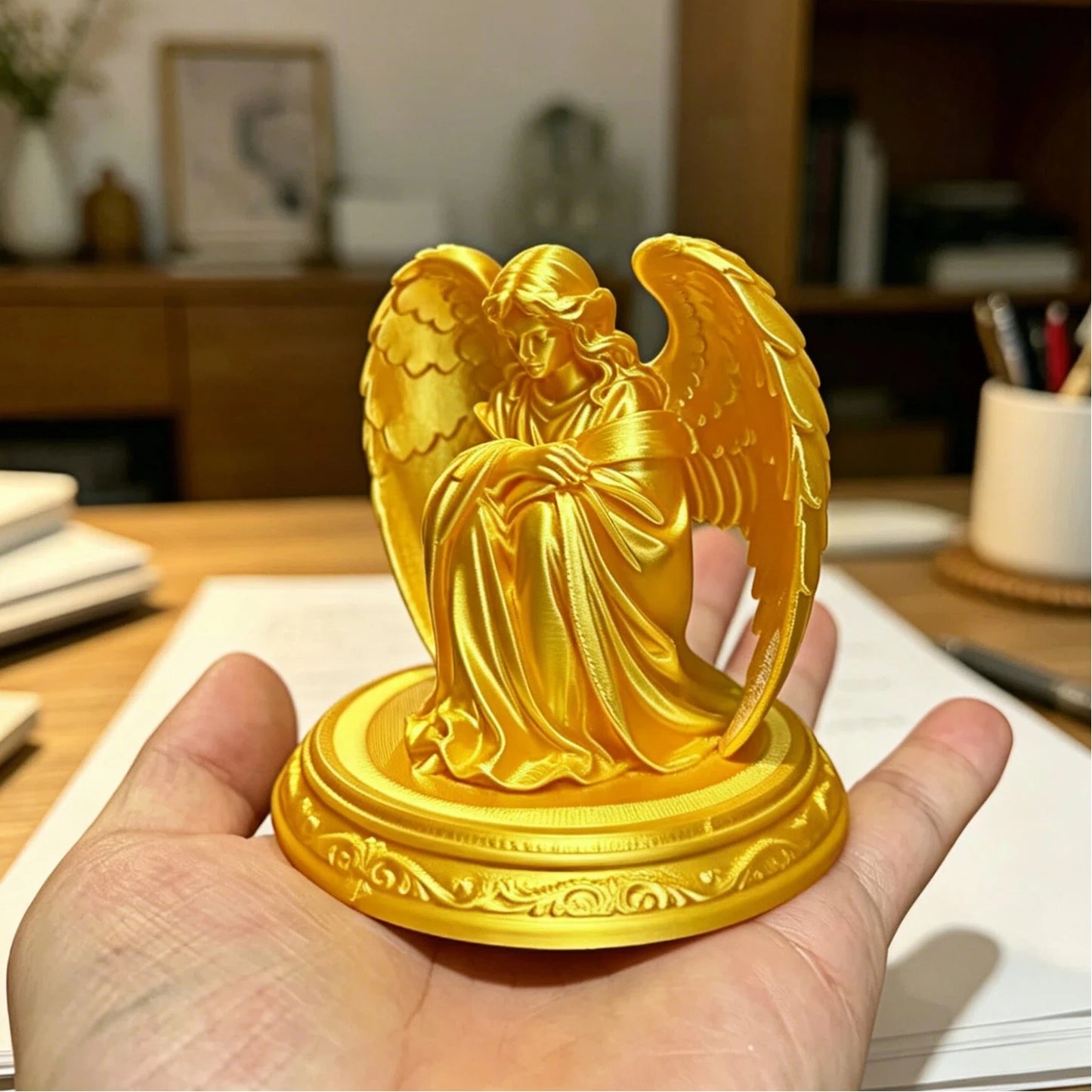 Sitting Angel Figurine, Exquisite Guardian Angel Sculpture for Home Decor, Aesthetic Room Desktop Ornament, Perfect  Gift