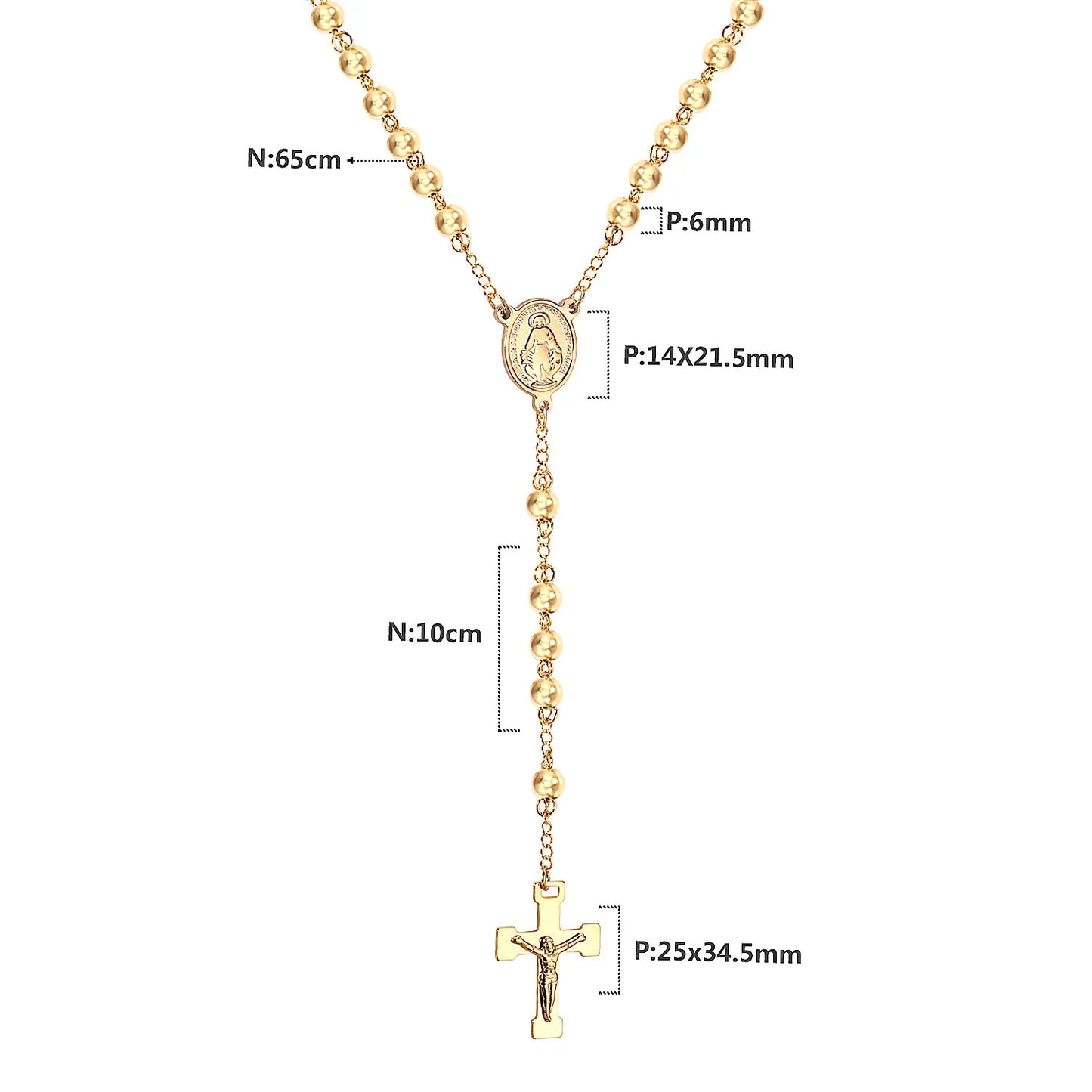 LUXUKISSKIDS Catholic Rosaries Beaded Prayer Cross Pendant Necklace Rosary Prayer Long Stainless Steel Necklaces Collier Jewelry