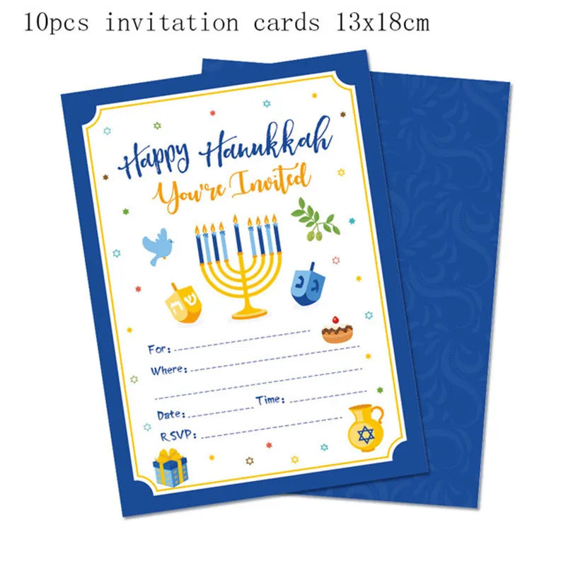 Jewish Hanukkah Birthday Party Decoration Cake Topper Balloon Candle Chanukah Party Supplies Tableware Banner Backdrop