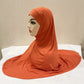 Women 2 Piece Solid Color Amira Jersey Muslim Hijab Soft Stretch Head Scarf with Tube Inner Underscarf Cap Hood Prayer Turbante