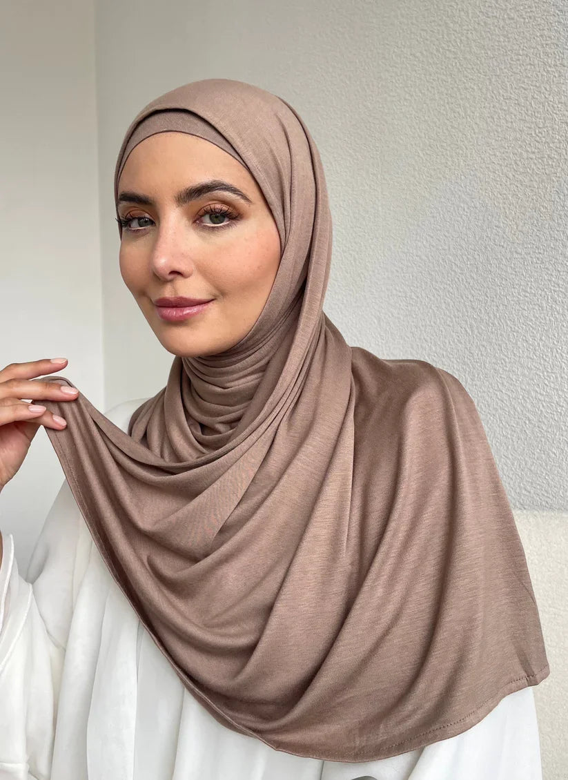 Two Pieces Muslim Prefect Matching Jersey Hijab Set Matching Color Jersey Hijab With underscarf Shawls