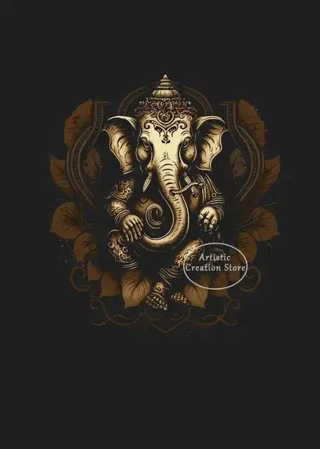 Golden Om Hindu Symbol Ganesha Poster  Indian God Canvas Prints Wall Art for Living Room Bedroom  Minimalist Decor Spiritual Hom