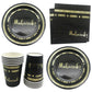 Black Gold Umrah Mubarak Disposable Paper Plates Cups Napkins Banner Home Eid Mubarak Islamic Muslim Party Ramadan Table Supplie