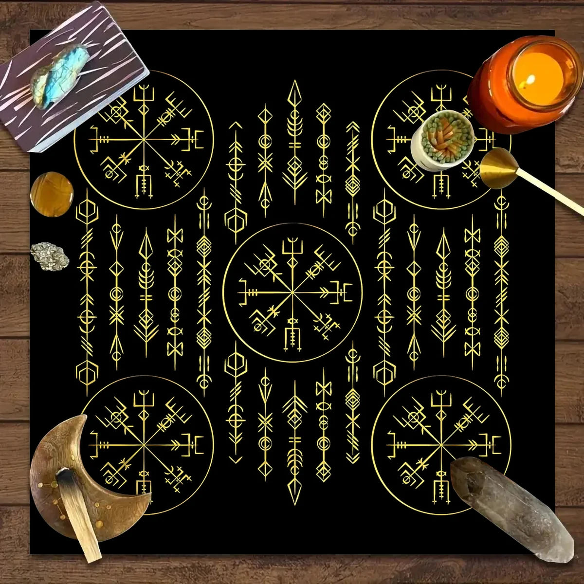 1pc Tarot card tablecloth, mysterious rune astrology altar cloth, witchcraft cabin decoration tablecloth, card game tablecloth