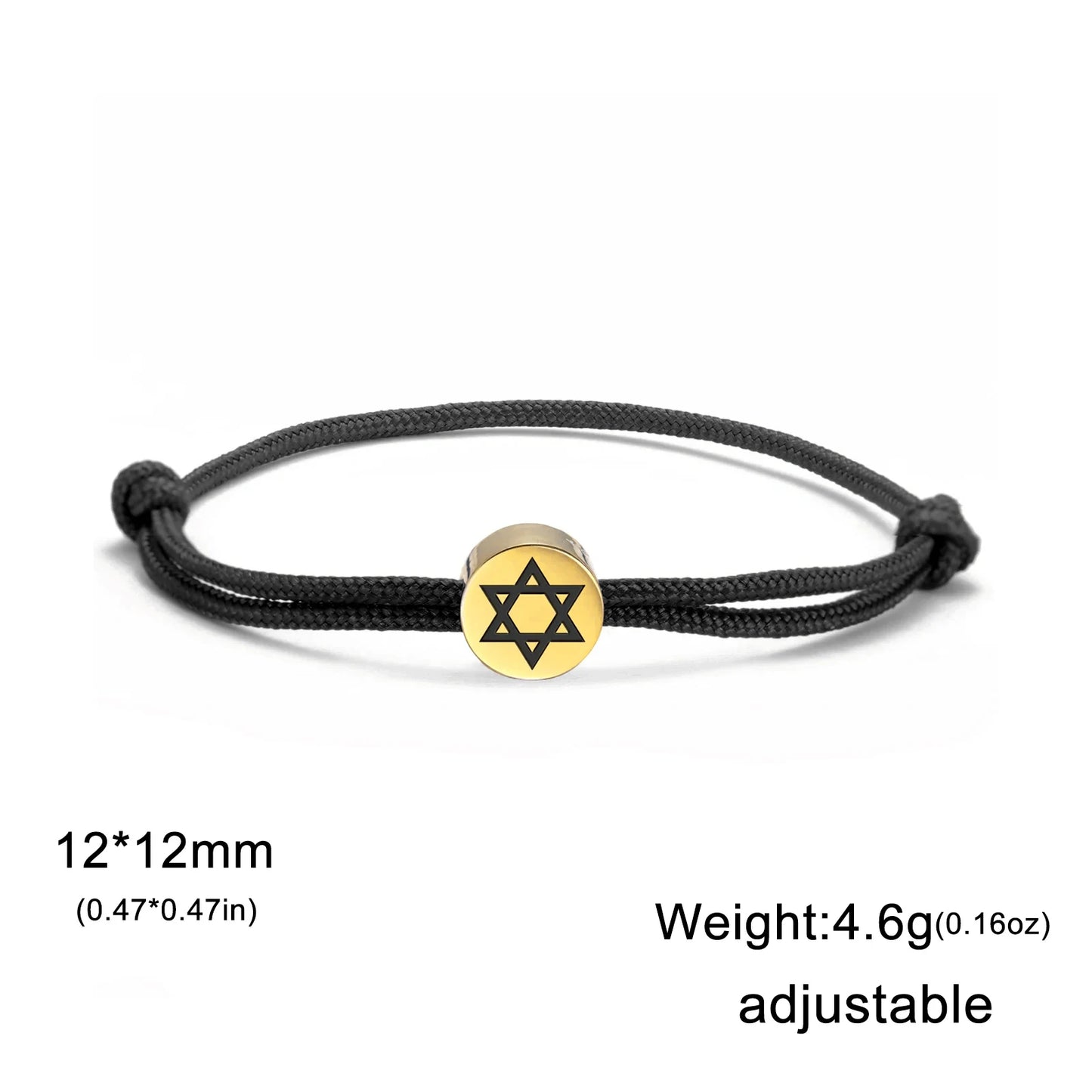 Skyrim Stainless Steel Star of David Round Charm Bracelet Men Women Red Black Rope Bracelets Hexagram Jewish Jewelry Wholesale