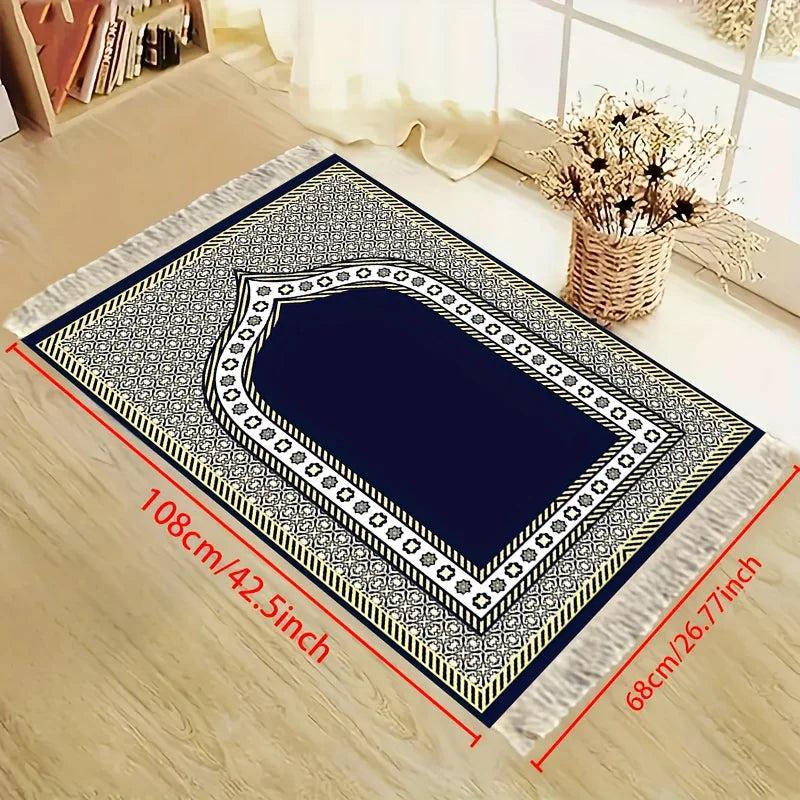 VIKAMA Portable Prayer Mat Pilgrimage Design Foldable Prayer Mat Living Room Islamic Daily Worship Soft Carpet