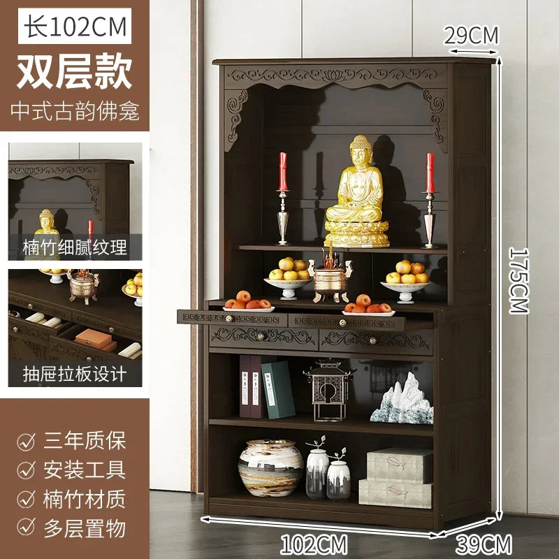 G1   Buddhist shrine stand cabinet, God of Wealth cabinet, household Buddha statue, Guan Gong Bodhisattva worship altar cabinet