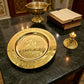 Handmade Gold Plated Orthodox Church Brass Candlestick Liturgical Tray Set Engraved Virgin Icon Religious Plate for Church Cerem