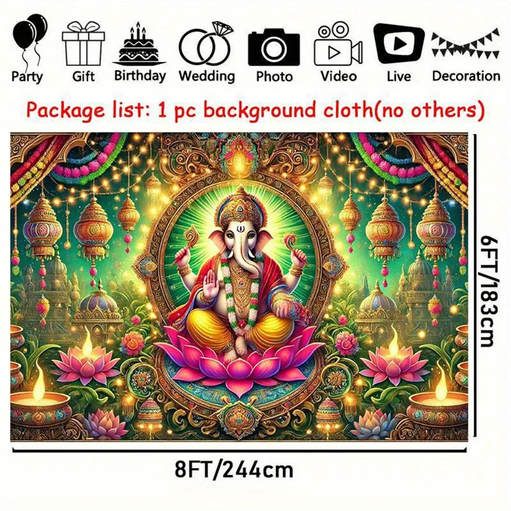 Lord Ganesha Wall Tapestry Hindu Elephant God Canvas Art  Wall Hanging Home Temple Decor Diwali Gift Yoga Meditation Room