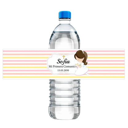 Custom Boys Girls Mi Primera Comunión Decor Water Bottle Labels Stickers Christening Baptism Communion