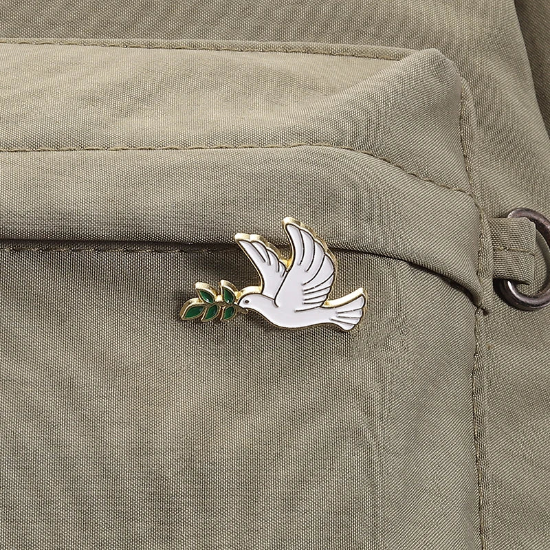 Peace Dove Olive Branch Enamel Pin Animal Pigeon World Peace Theme Metal Brooch Lapel Badge Jewelry Decoration Gift For Friends
