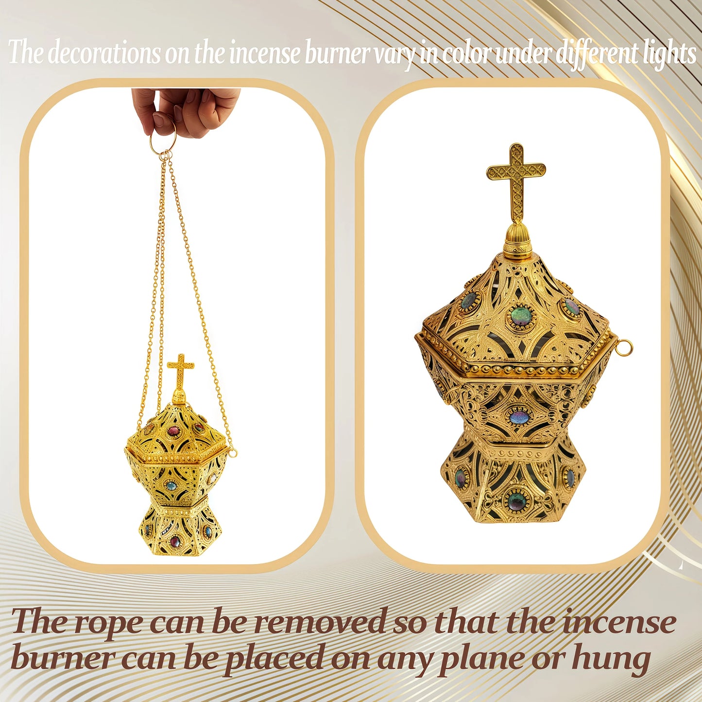 Luxurious suspended aromatherapy burner, meditation burner, suitable for aromatherapy, yoga, spa, home decoration
