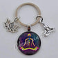 Indian Buddha Meditation 7 Chakra Mandala Psychedelic Yoga Glass Cabochon Keychain Ornament