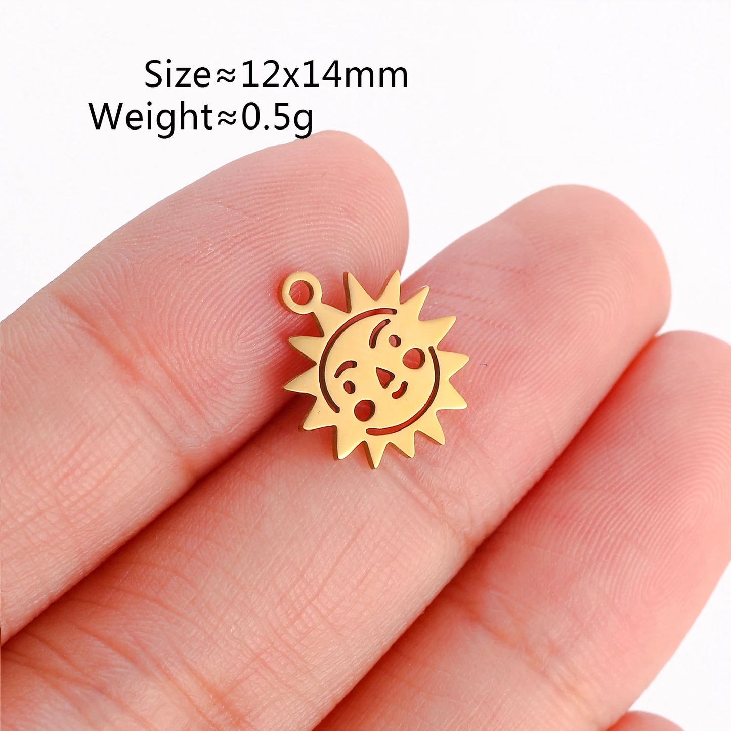 5Pcs Stainless Steel Moon&Sun&Star Charm Jewelry Making Accessories Supplies DIY Necklace Bracelet Celestial Pendants Findings