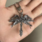 New Retro Six Winged Angel Cross Pendant Necklace keychain European American Unique Exaggerated Fashion Accessory Wholesale