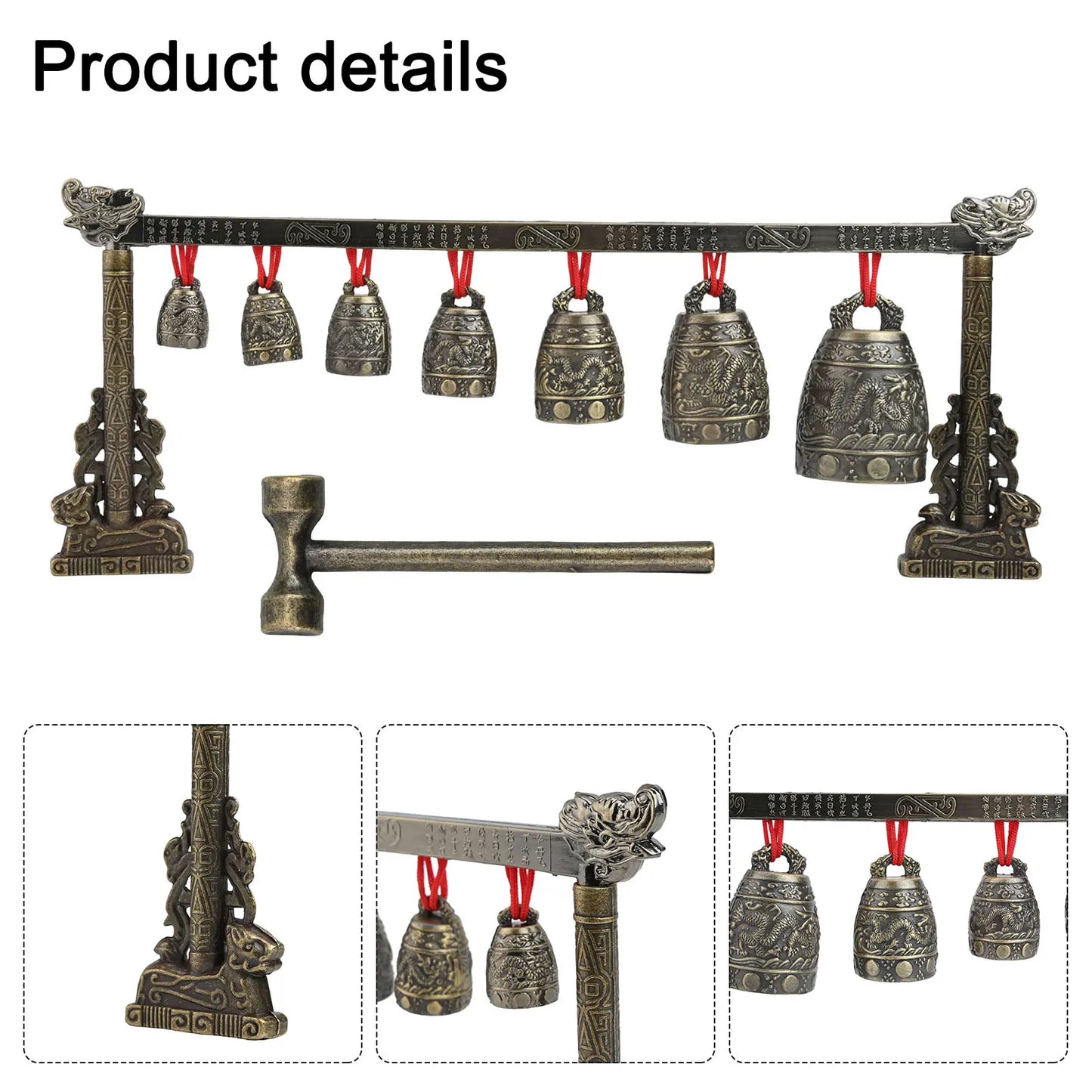 Bronze Meditation Gong With 7 Decorated Bells For Yoga Sound Healing And Relaxation Chinese Musical Percussion Instrument Set
