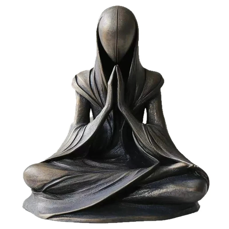 Meditation Alien Statue Resin Handmade Sculpture Yoga Zen Desktop Decor Unique Gift For Home Office Meditation Decorations
