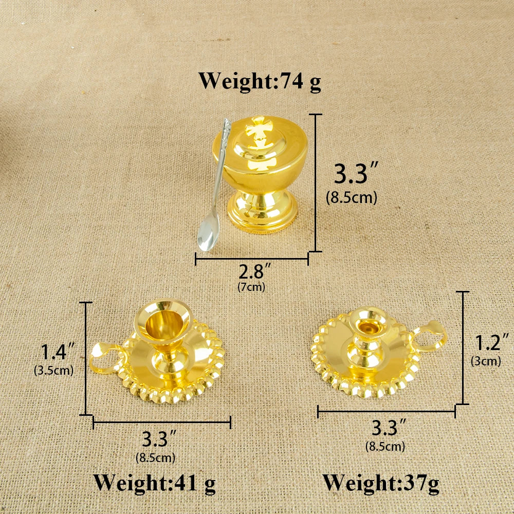 HTISOK Holy Water Bottle Gold Plated Communion Cup Religious Ceremonial Supplies Alloy Durable Church Rituals Use