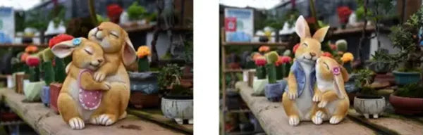 Pastoral Simulation Animal Resin Rabbit Couple Ornament Outdoor Garden Balcony Figurines Crafts Courtyard Accessories Decoration